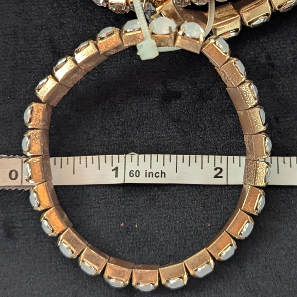 Pearl Rhinestone and Gold Crystal Bracelet Set Adjustable Stretchable Retro 90s - Picture 8 of 8